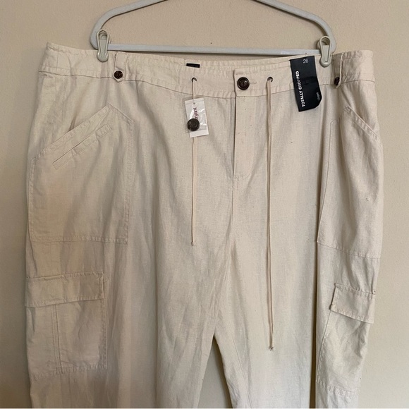 Lane Bryant Linen SZ 26 Totally Cropped Pants Cargo Pockets NEW - Picture 4 of 15